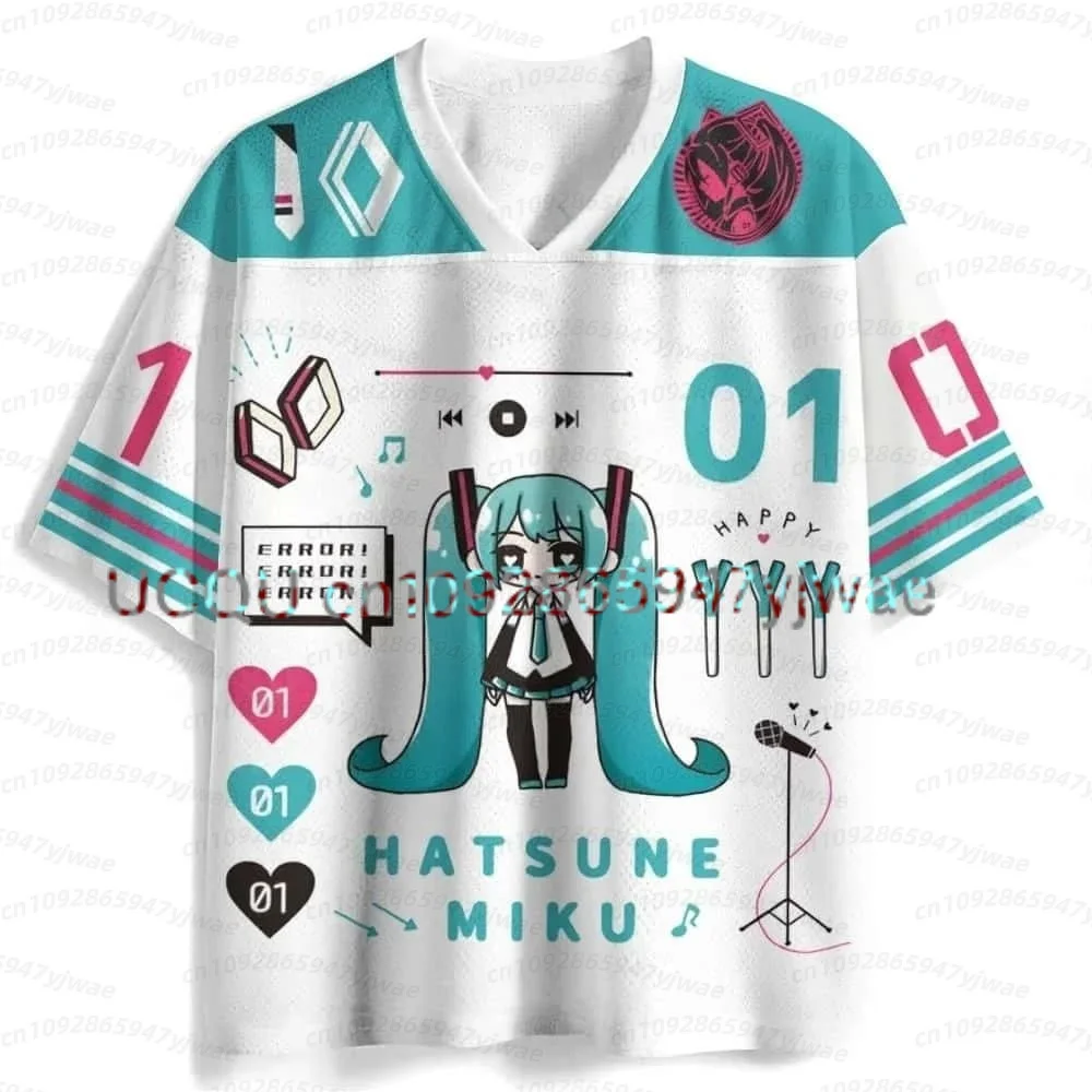 women Virtual Idol Hatsune Miku Sports Jersey Short Sleeve Kids/Adult Kawaii Role Play Breathable Quick Drying  women T-shirt