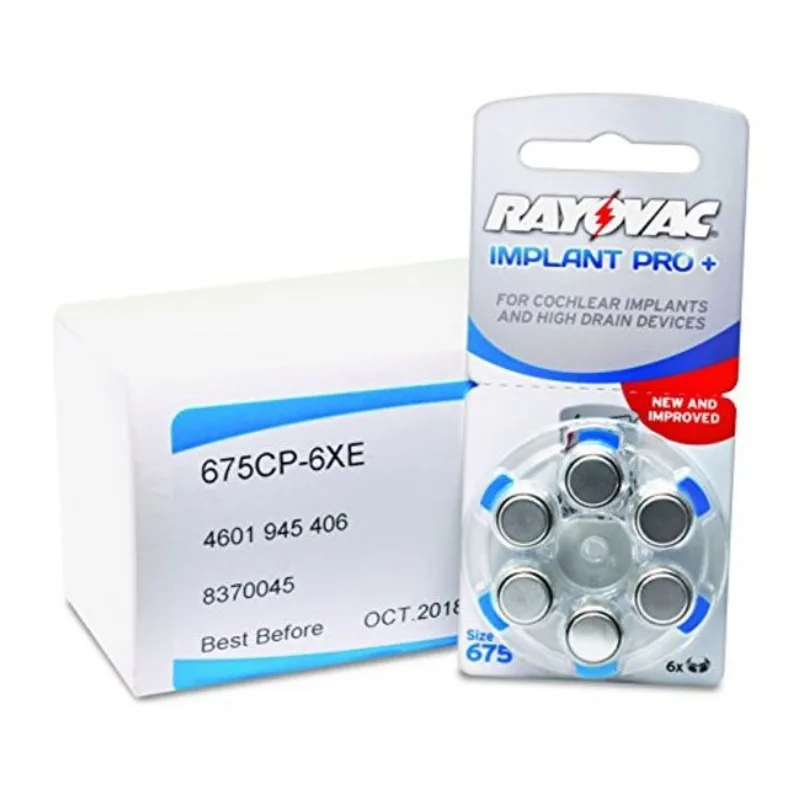 Rayovac 675 Size batteries Implant PRO Cochlear Hearing aid cells 675P PR44 MF