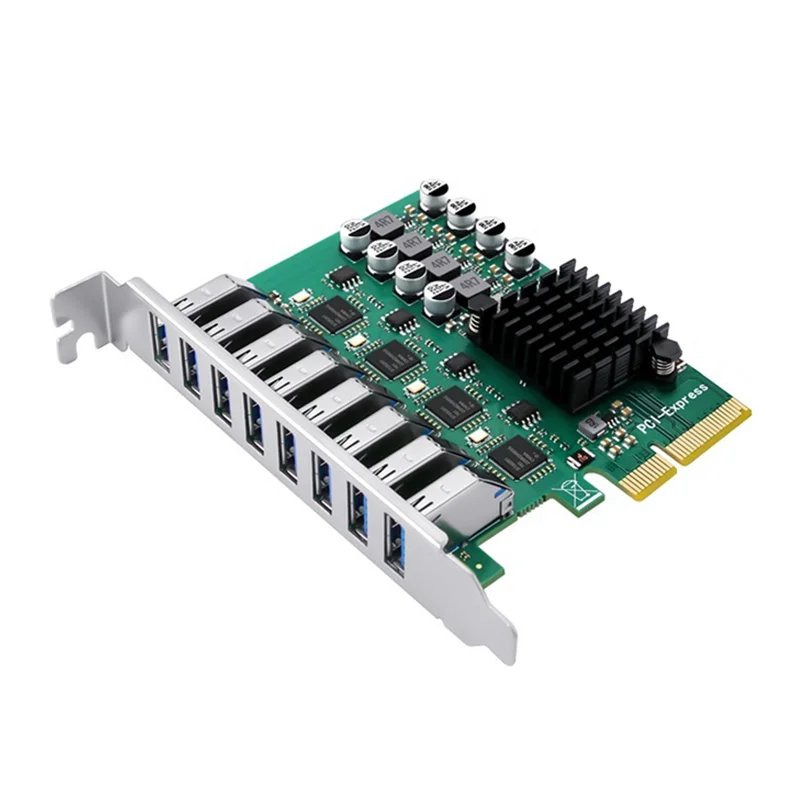 

A29F-PCI-E X4 3.0 To 4-Channels 8 Port USB 3.2 Gen1 Expansion Card PCI-E X4 USB 3.0 5Gbps Adapter Controller For Desktop PC