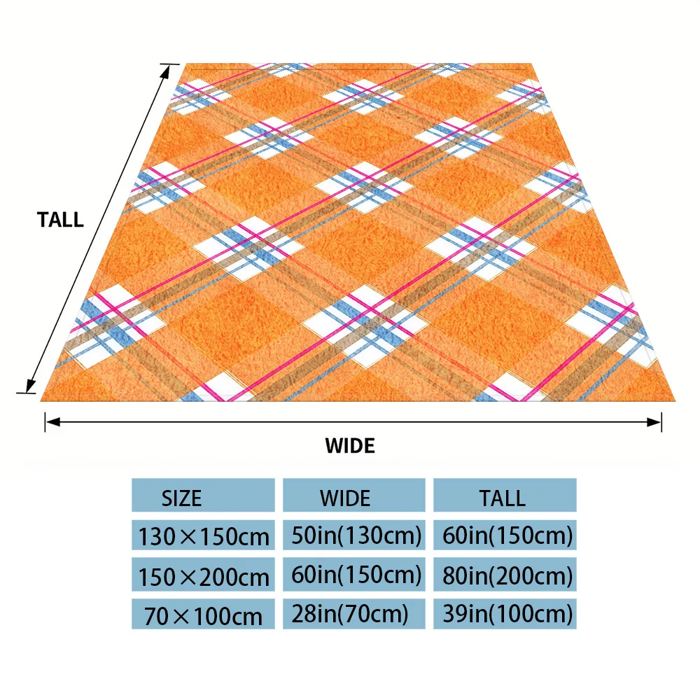Orange Plaid Flannel Blanket, Ultra-Fine Fiber, All Season Luxurious Fluffy Blanket Suitable For Beds Or Sofas