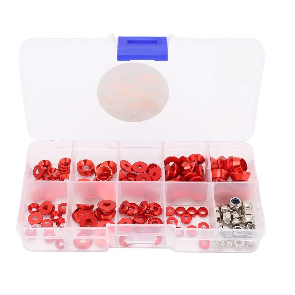 Durable Aluminum Alloy RC Screw Washer Kit M2.5/M3/M4 1/10 1/8 Scale RC Cars Screw Kit Flat Washer Set For RC Cars