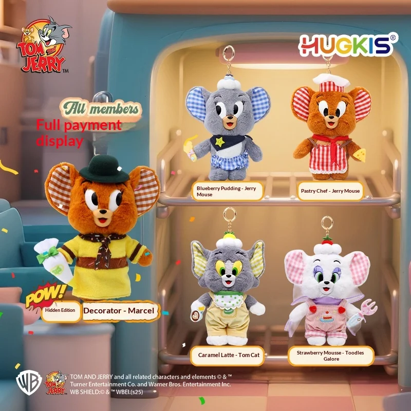 

Официальная глухая коробка HUGKIS Tom and Jerry Dessert Bakery — милые сладкие лакомства, плюшевый брелок, очаровательные подвесные фигурки кукол
