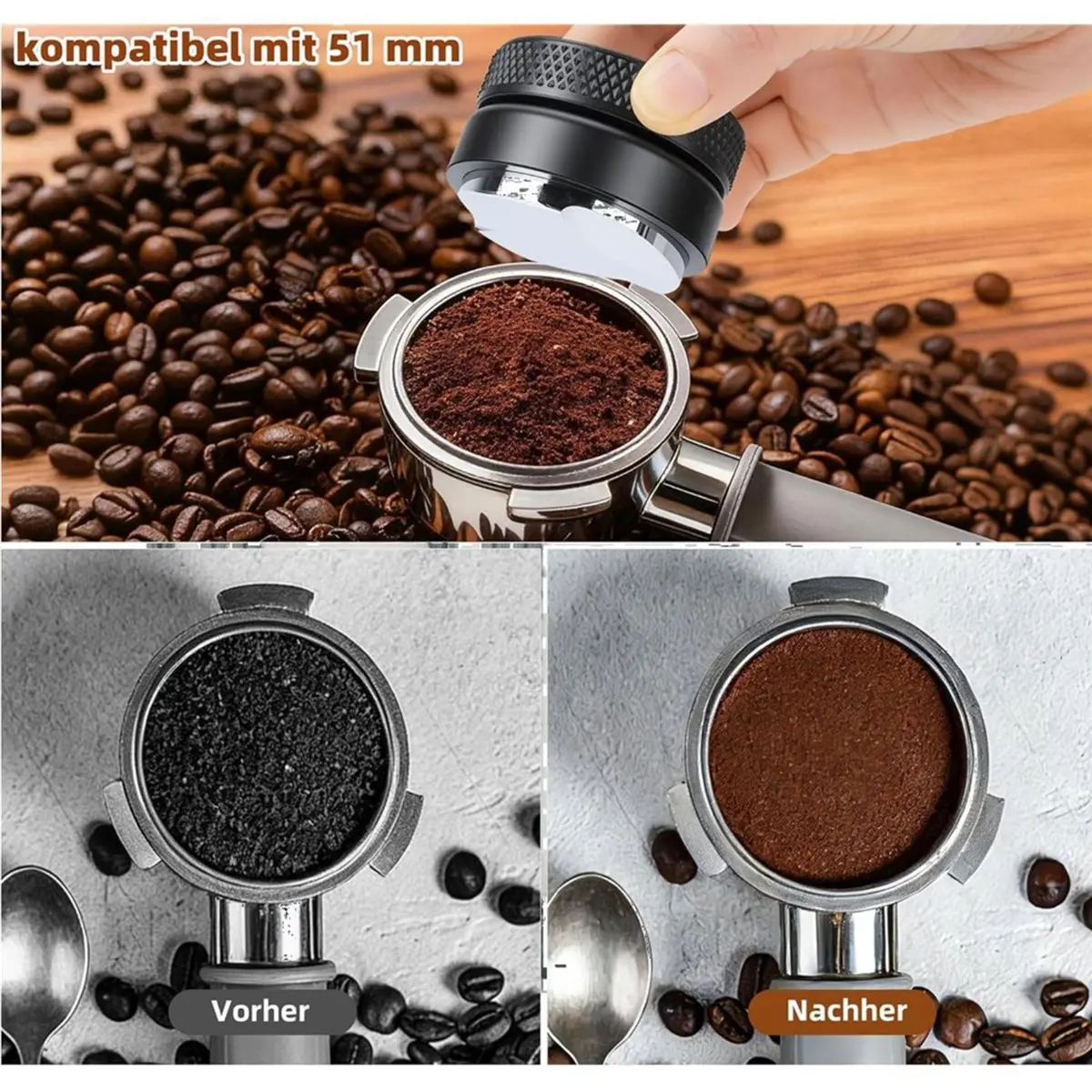 51mm Espresso Accessories Kit, Espresso Distribution Tool ,Coffee Tamper Espresso Press with Tamper Mat