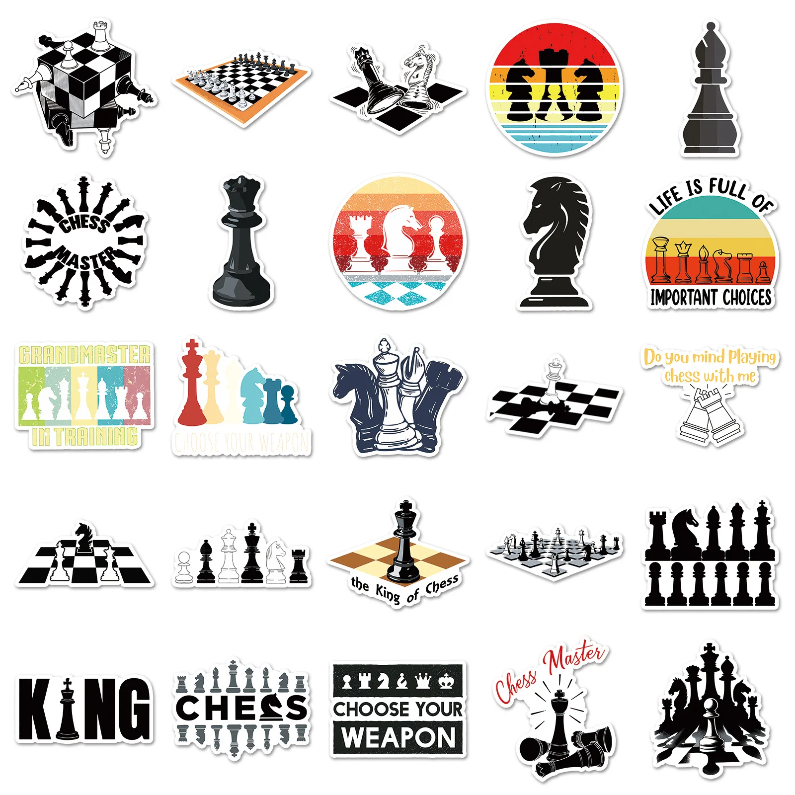 50pcs Cartoon Classic Chessr Series Graffiti Stickers For Mobile Phone Shell Skateboard Decorative Stickers DIY Toy Sticker Pack