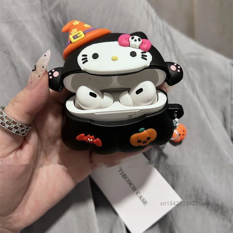 Hello Kitty Halloween Night Cute Design Unique Earphone Case For AirPods 1 2 Pro 3 4 Generation Trend Headphone Protective Cover