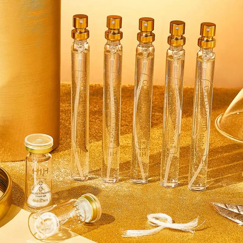 Soluble Face Lifting Threads Collagen Facial Serum Set Golden Protein Peptide Liquid For Face Lifting Tightening Anti-Wrinkle