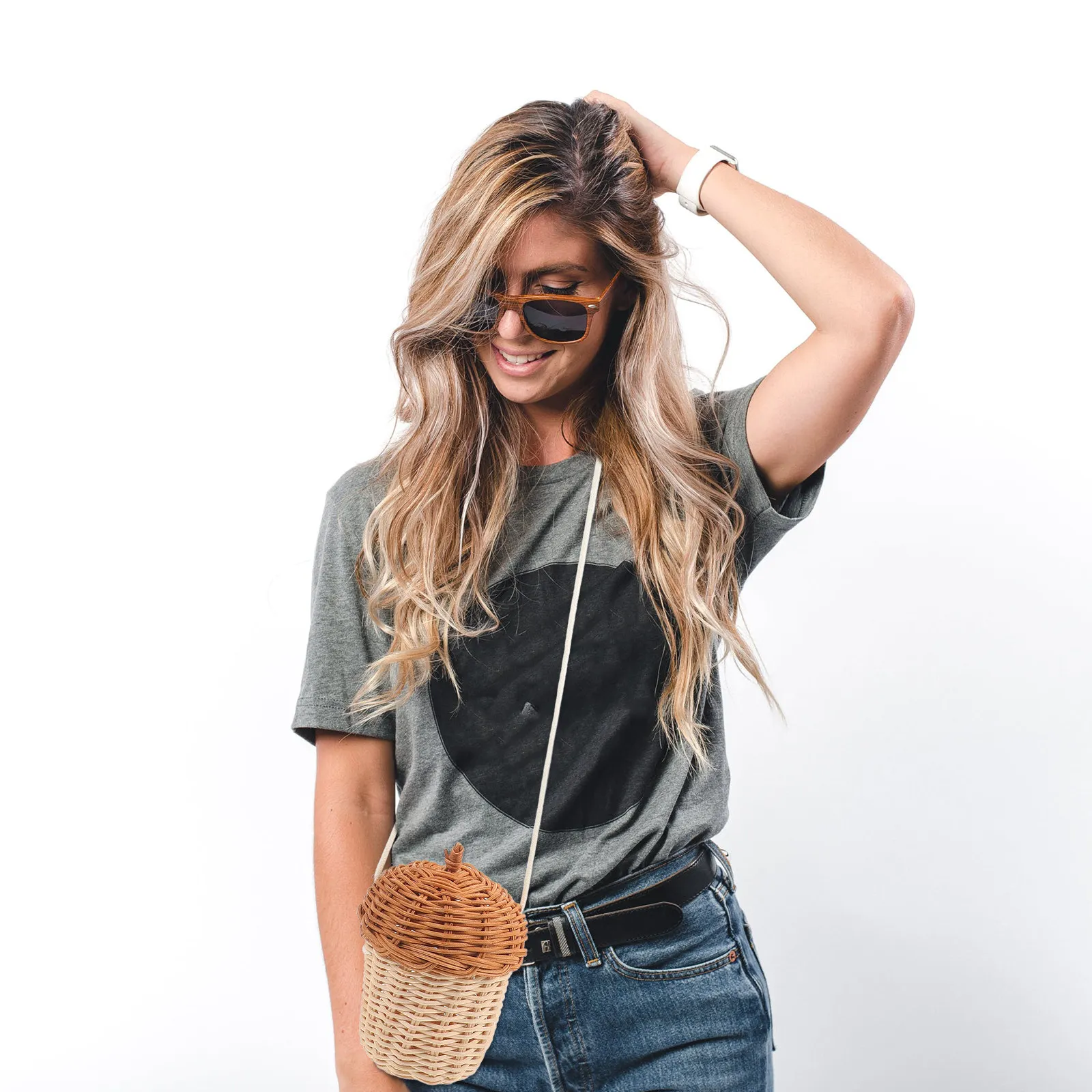 

Плетеная сумка-кроссбоди из ротанга в форме сосновой шишки, маленькая портативная сумка для хранения, ручная работа, реквизит для детской фотосъемки, детские плетеные сумки-кроссбоди из ротанга