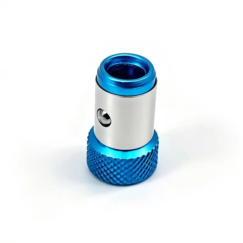 VEPAK Blue Knurled Magnetic Bit Collar, Anti Slip Anti Drop Screwdriver Bit Holder, Tool Accessory