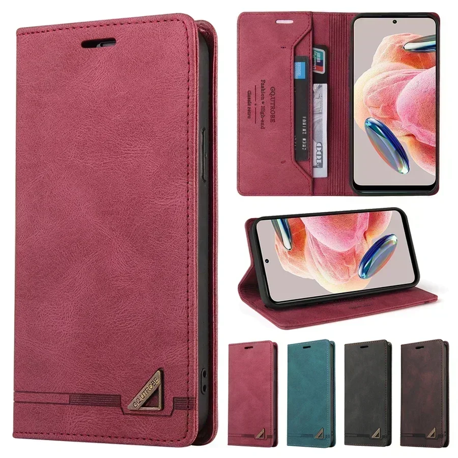 Wallet Anti Theft Brush Magnetic Flip Card Stand Leather Case For Xiaomi Redmi Note 12 12S 12 Pro 11 11S 11 Pro Poco X5 Pro