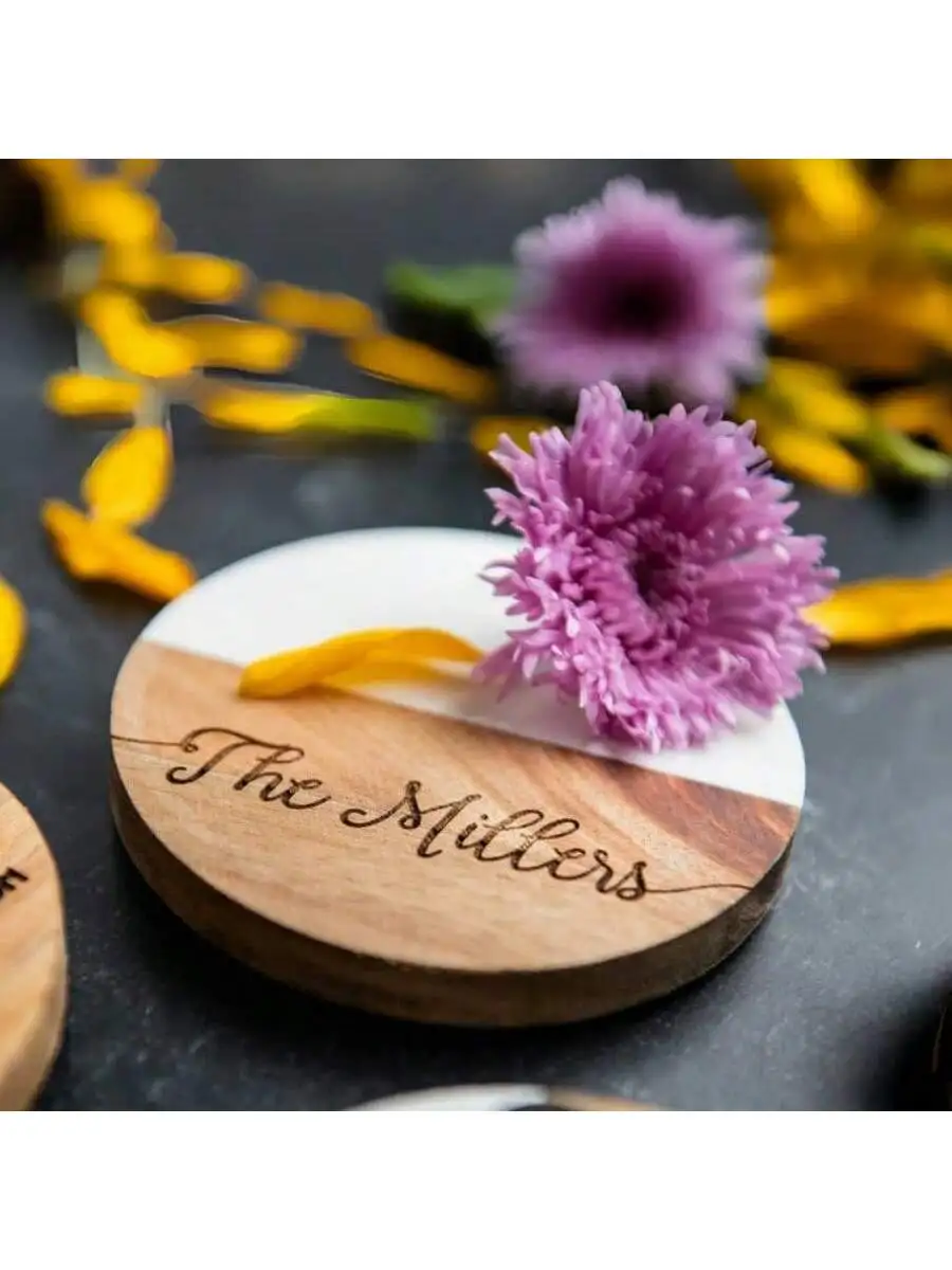 

Custom engrave coasters, Customized wedding gift, customized woodcarving anniversary gift, bridal shower gift