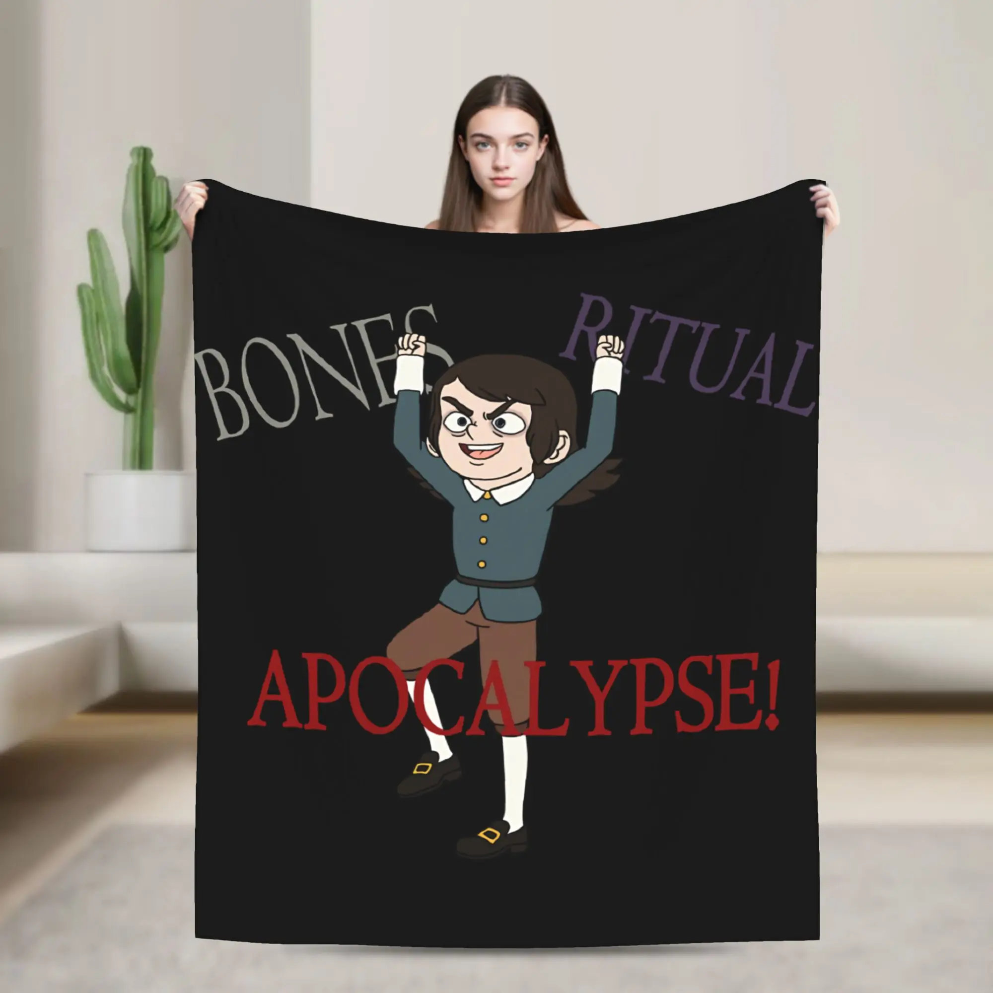 Bones, Ritual, Apocalypse! Haunted Hotel  Knitted Blanket Plush Throw Blanket Printed Soft Warm Bedspreads