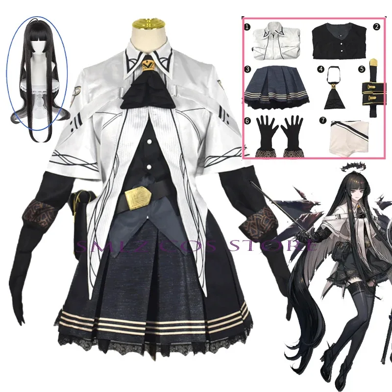 Arknights Virtuosa Suxin 코스프레 의상 드레스 유니폼 세트 가발 할로윈 파티 복장 여성용, 8세, 6세;