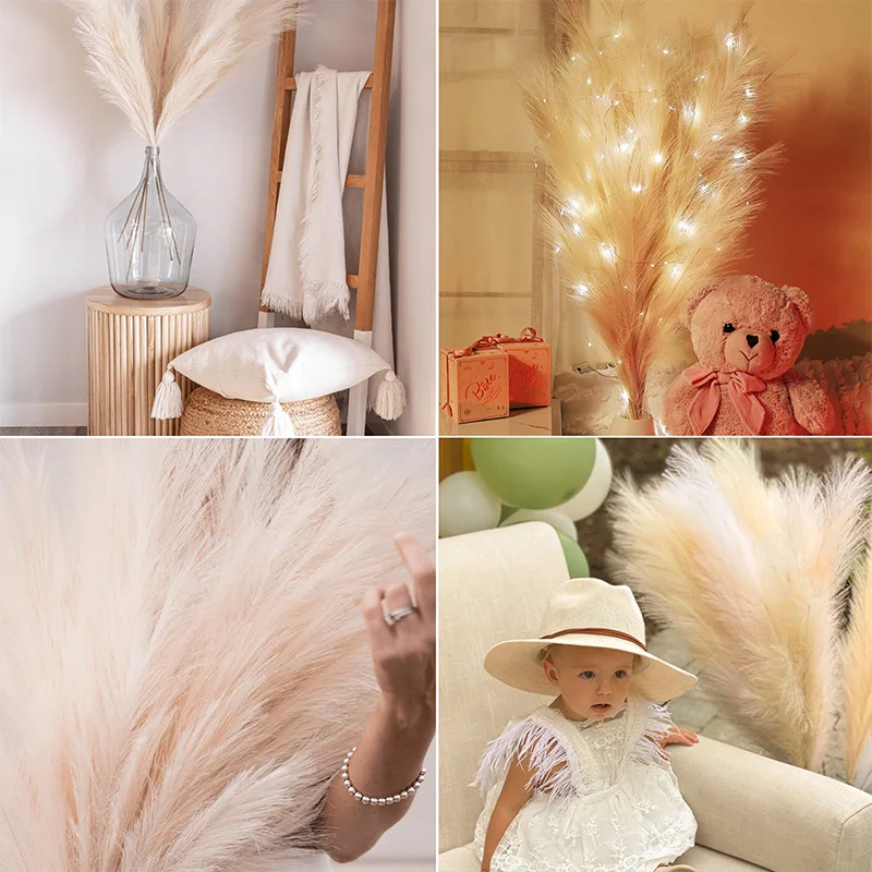 Artificial Fluffy Tall Faux Pampas Grass Flower Fake Flower for Arrangement Floor Vase Filler Wedding Boho Home Room Decoration view 6