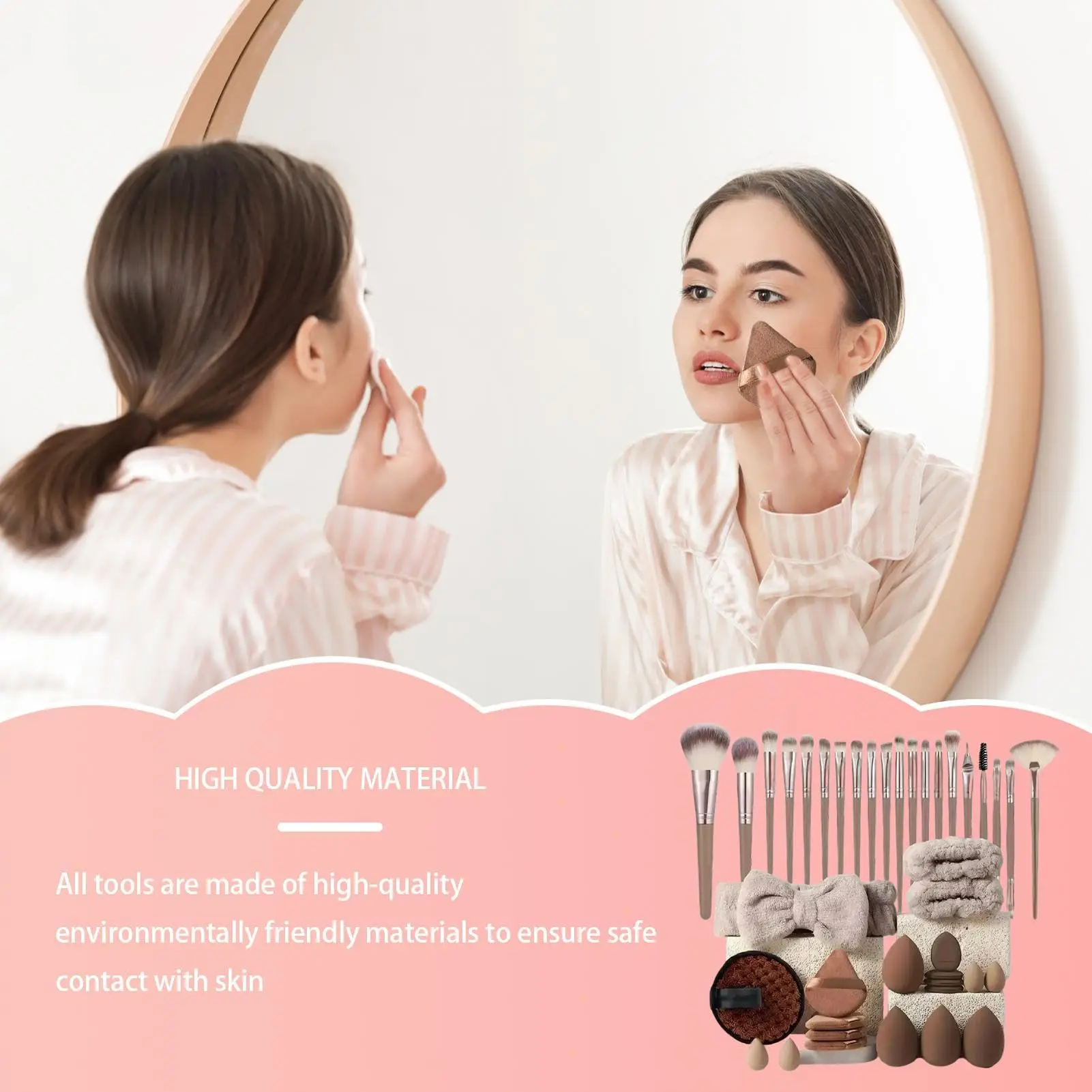 ﻿   40本の完全なメイクブラシセット、ヘッドバンド付きプロフェッショナルフェイスメイクツール、初心者とプロのためのポータブルキット