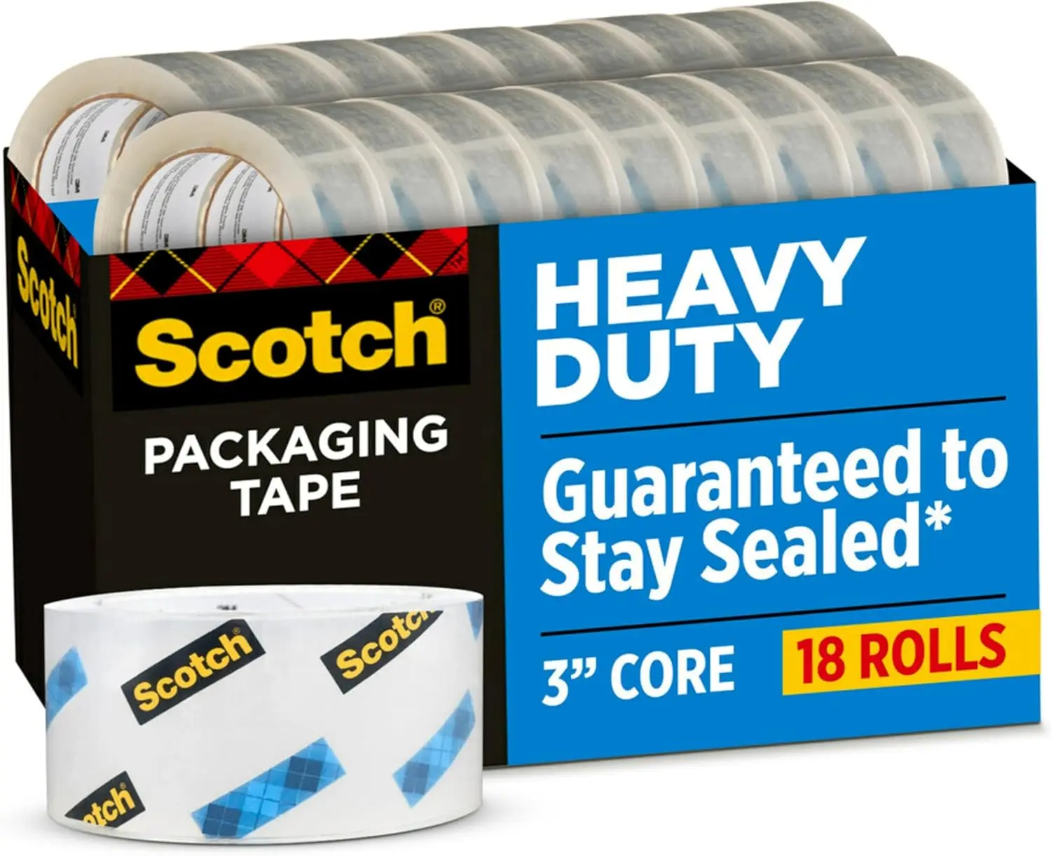

Heavy Duty Shipping Packing Tape, Clear, Shipping and Packaging Supplies, 1.88 in. x 54.6 yd., 18 Tape Rolls