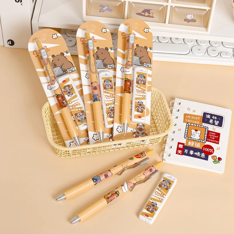 24set/lot Kawaii Capybara Mechanical Pencil Cute 0.5MM Drawing Writing Automatic Pen School Office Supplies
