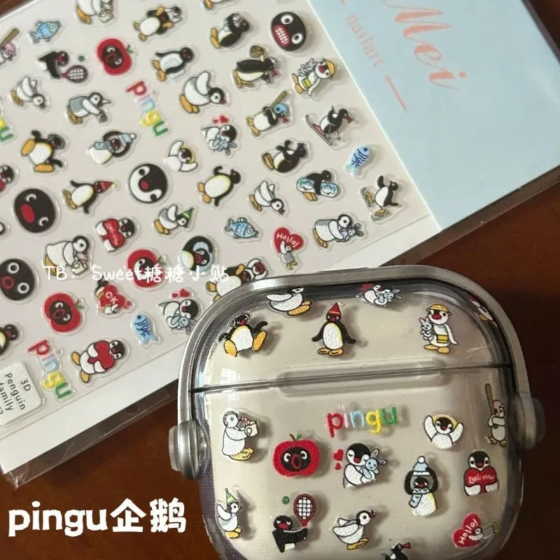 

INS Cute Pingu Sticker Korean Style Cute 3D Relief Decal Decorative Kawaii Stickers Mobile Phone Case DIY PC Waterproof Decals