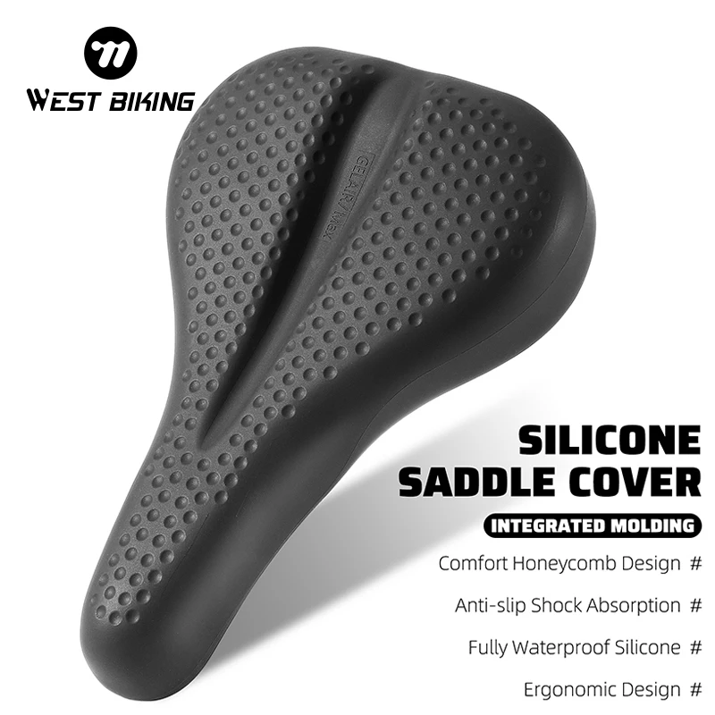 

WEST BIKING Bicycle Saddle Cover Waterproof Seat Cover Anti-slip Silicone Soft Cushion Cover Shock Absorption Bike Accessories