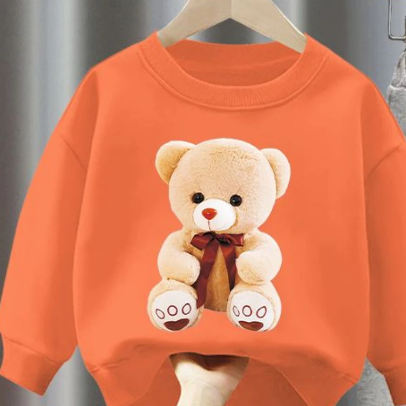 Autumn Baby Girls Clothes Set Kid Boy Cartoon Bear Printed Sweatshirt Pullover And Pants 2pcs Suit Children Top Bottom Tracksuit