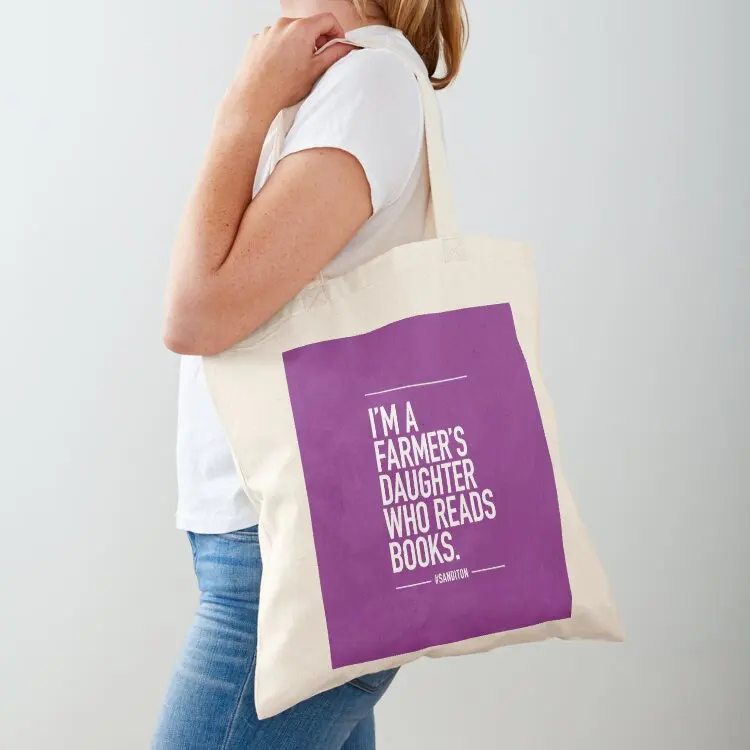 

Sanditon Charlotte Quote I'm a farmer's daughter who reads books - Purple Tote Bag