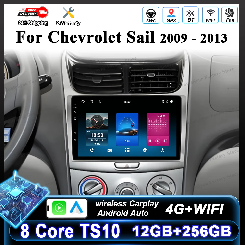 Android 16 Bluetooth For Chevrolet Sail 2009 2010 2011 2012 2013 Car Dvd GPS Navigation Multimedia Video Player Carplay WIFI 4G