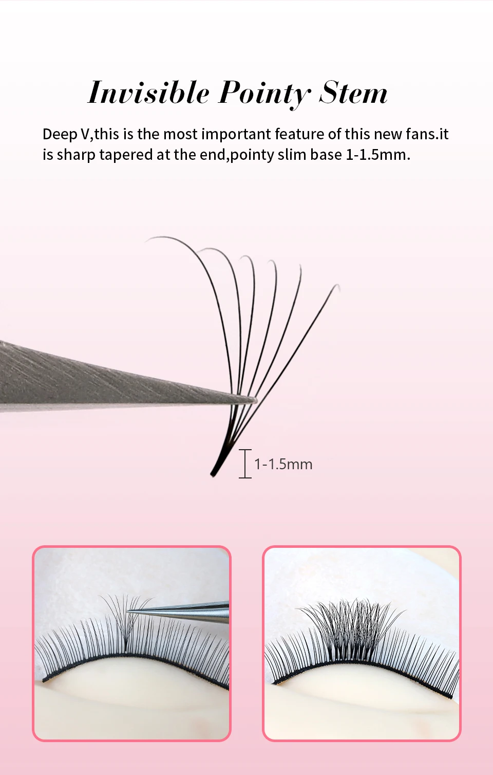 RUJADE Lose 3D-40D Vorgefertigte Russische Volumen-Wimpern mit spitzer Basis, Faux Mink Bouquets, Vorgefertigte Wimpernverlängerungen, Make-up Cilios – Detail 9