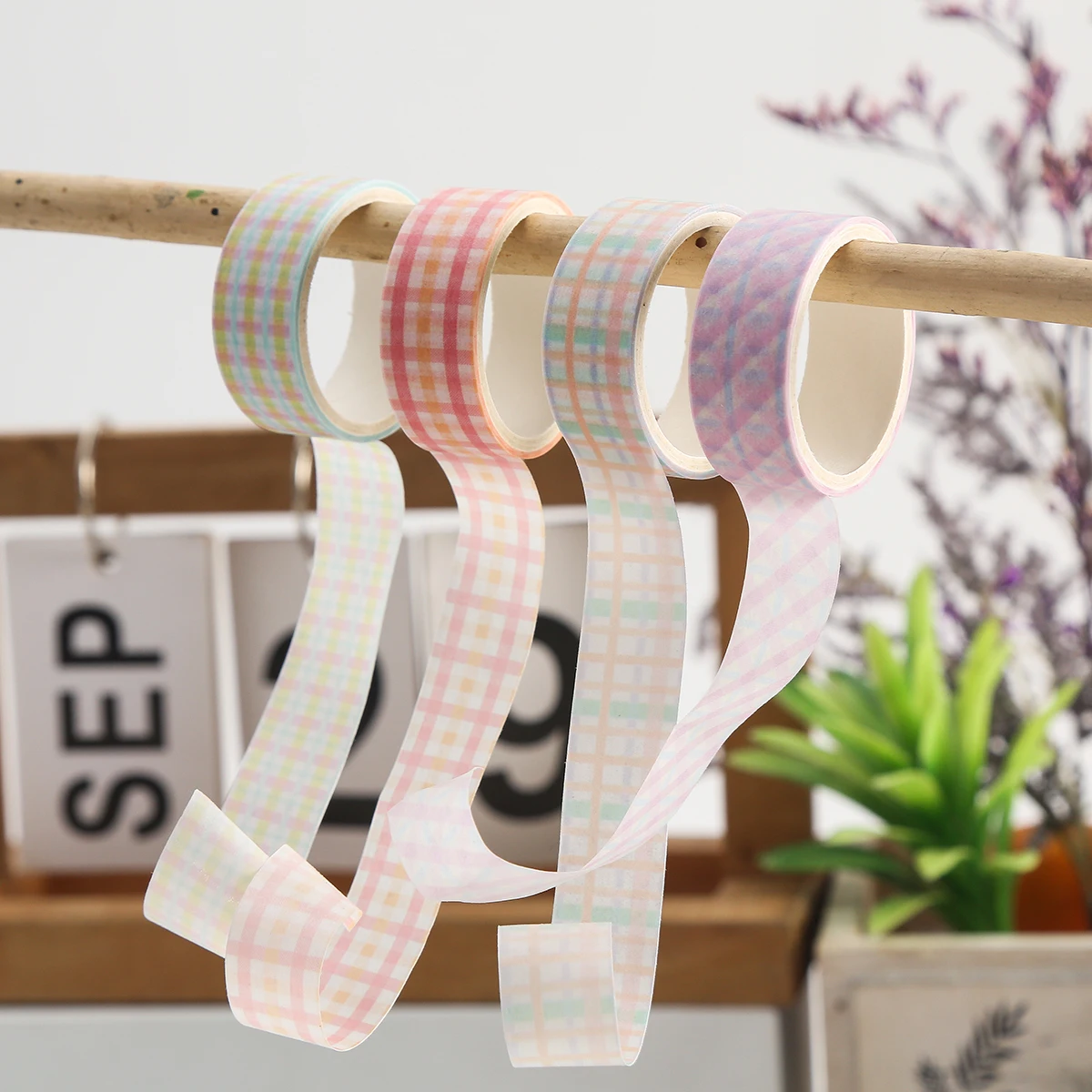 Cute Retro Plaid Washi Tape Set, DIY Scrapbook Stickers, Notebooks, Holiday Decoration Supplies, Student Back-to-School Supplies view 6