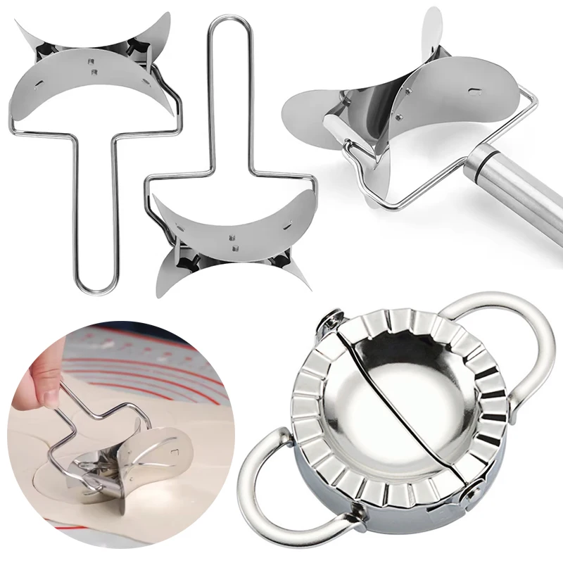 1/2PC Dumpling Tools Set Manual Stainless Steel Dumplings Maker Circle Roller Skin Cutter DIY Handmade Cooking Tools Gadgets ZYF