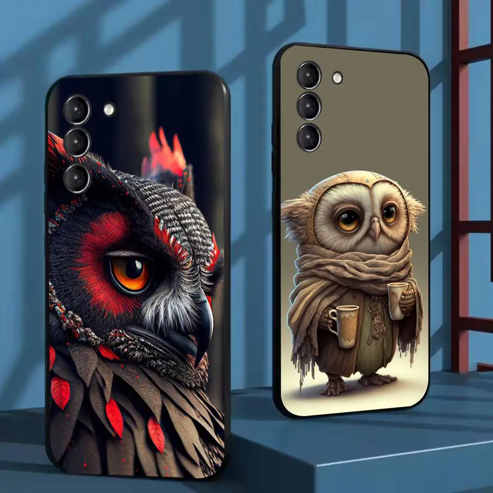 

Cute Owl Phone Case For Samsung Galaxy A73,72,51,53,52,71,22,5G,Note,J7,8,9 Soft Black Cover