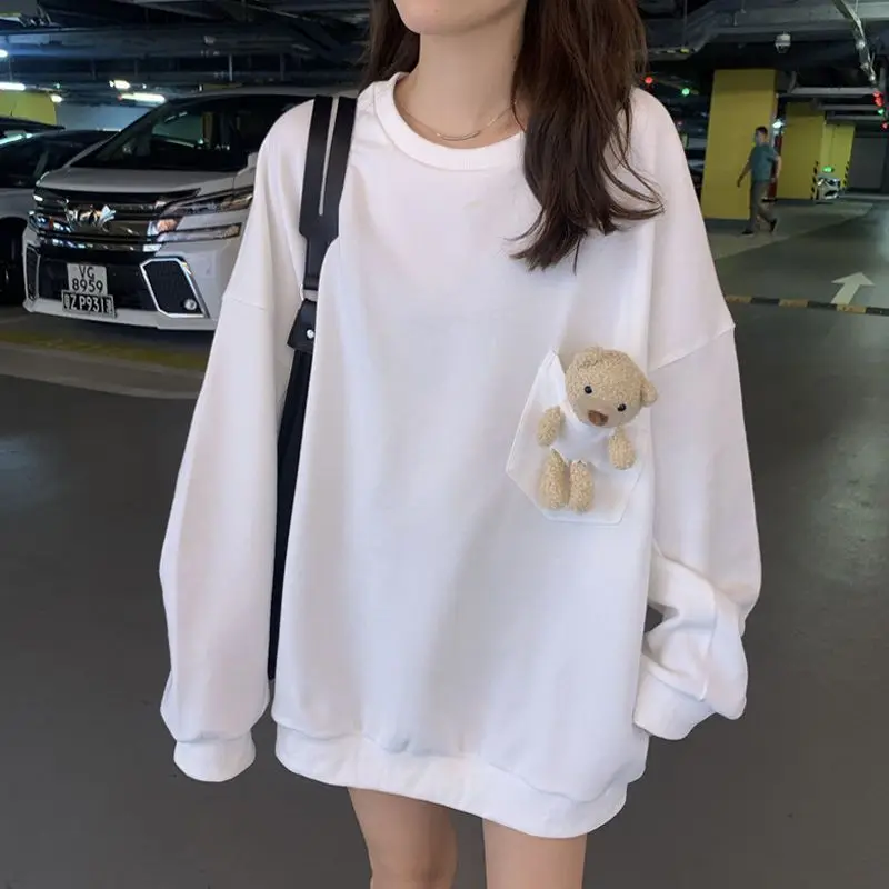 

Spring Autumn New Korean Loose Pockets Patchwork Hoodies Sweatshirts Women Clothing Long Sleeve Casual Tops Fashion Lazy Style