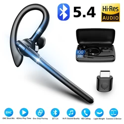 Wireless Bluetooth 5.4 Headset Single Driving Headphone with Dual Mic CVC8.0 ENC Noise Cancelling Handsfree Business Earphones