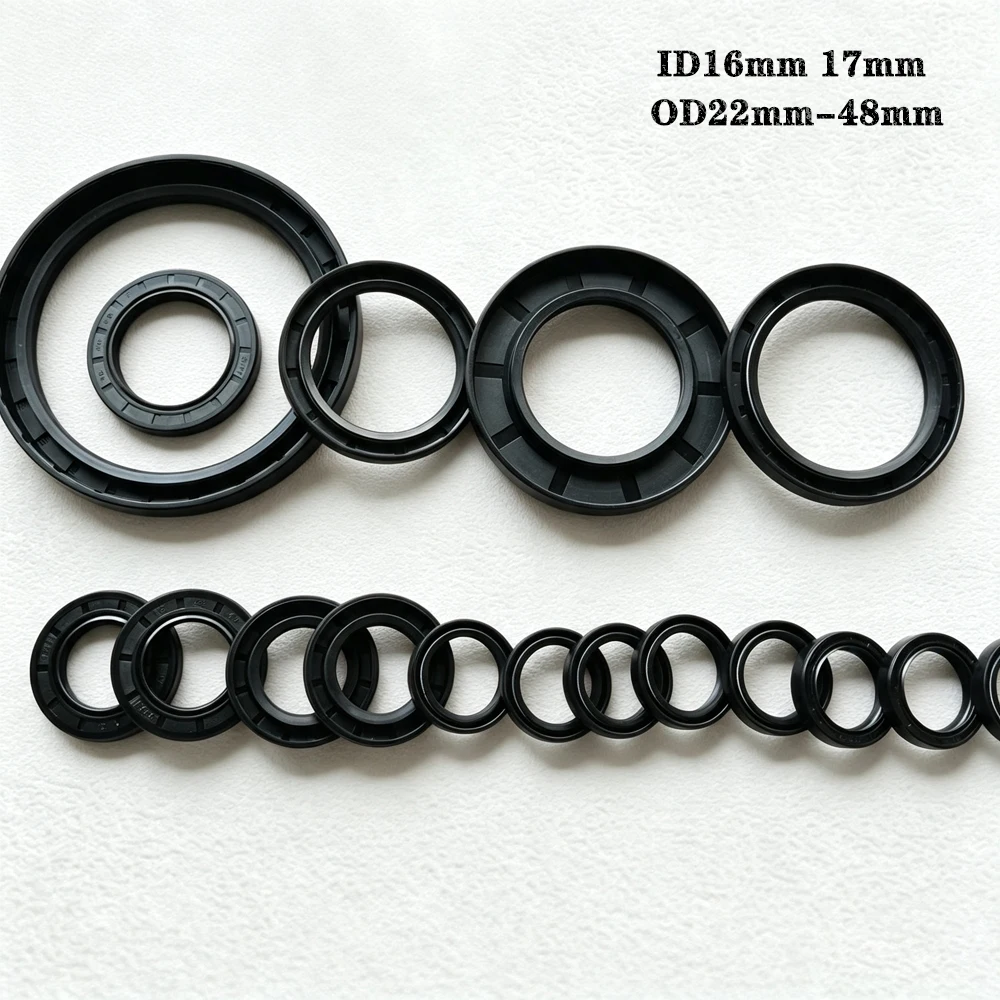 ID 16mm 17mm NBR Framework Oil Seal OD 22/24/25/26/27/28/30-48mm Thickness 4-10mm Nitrile Butadiene Rubber Gasket Sealing Rings