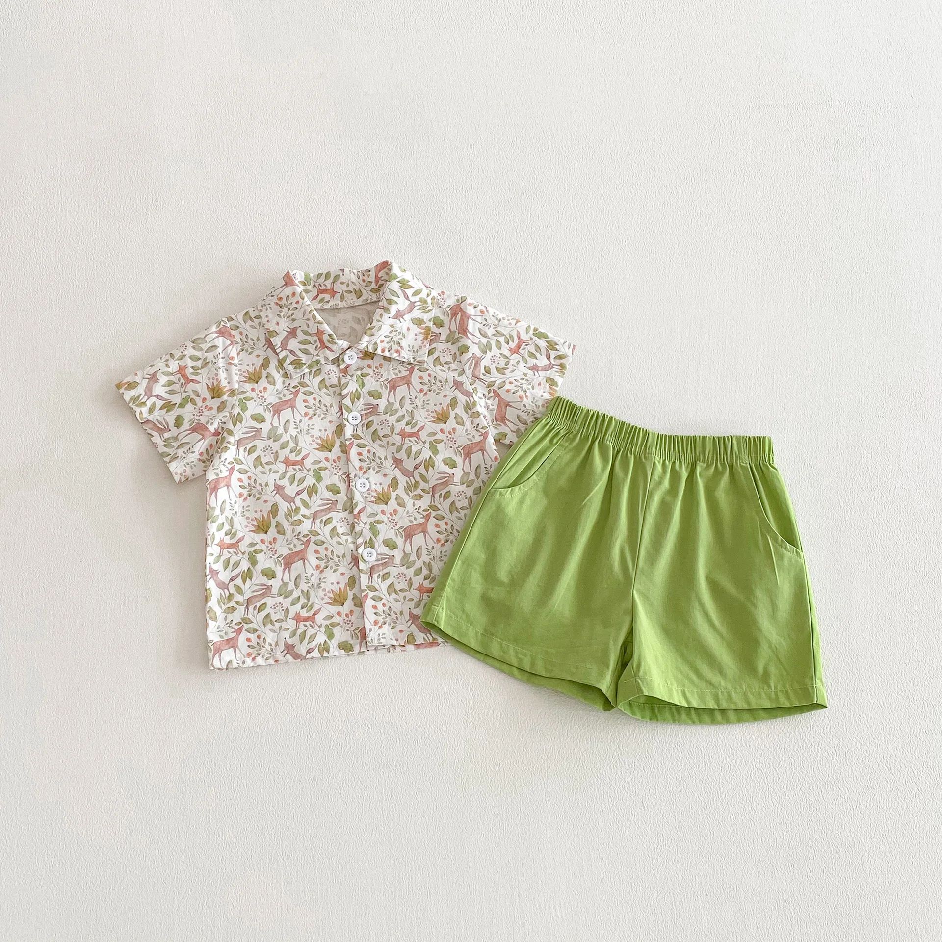 

2026 Summer New Children Short Sleeve Clothes Set Boys Shorts Suit Girls Thin Cotton Vest Dress Set Kids Brother Sister Outfits