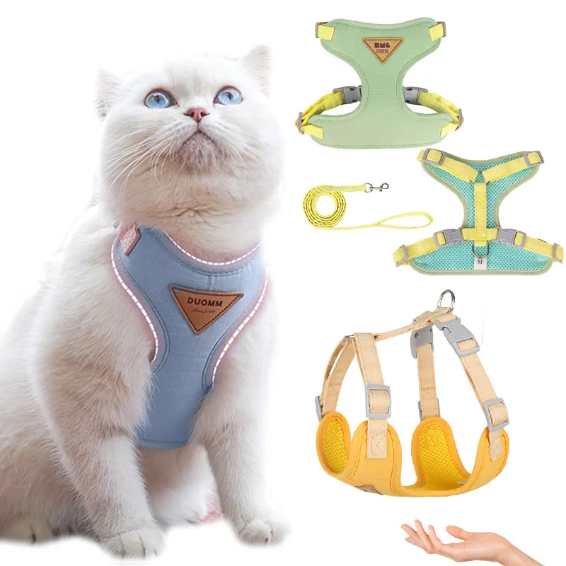 

Воздухопроницаемая шлейка-жилет для кошек, регулируемый Светоотражающий Поводок для маленьких и средних собак и кошек, легкое управление