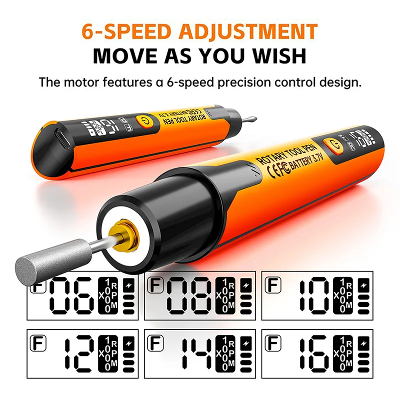Cordless Rotary Tool Kit with 6 Speeds Rechargeable Polishing Pen Low Sound Round Sanding Disk for Home DIY Crafts/Carving/Polis view 6