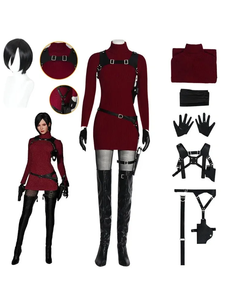 Film horrorowy Resident Evil 4 Ada Wong Cosplay Pełny Zestaw Strój w Tym Samym Stylu Halloween Karnawał Comic Con Kostium Cosplay na Scenę — 2