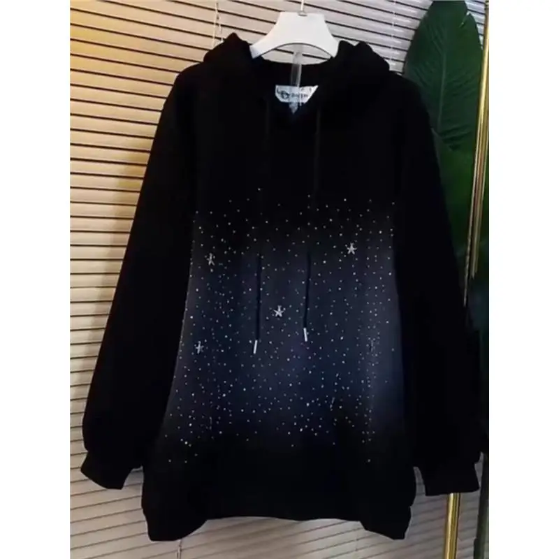 

Large Size 300 Pou Men's Sweatirt Long Sve Loose Bla Casual Trendy Heavyweight Design Sense Top Autumn Faion