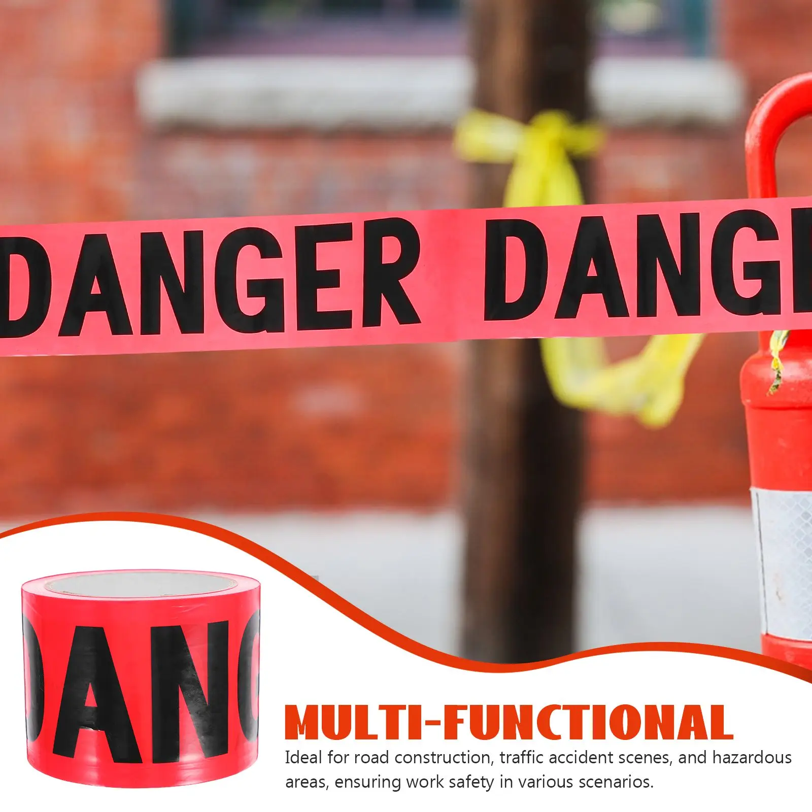 75mm Danger Isolation Tape Red Black 100m Roll High Visibility PE Stretch Resistant Weatherproof Halloween Caution Decor