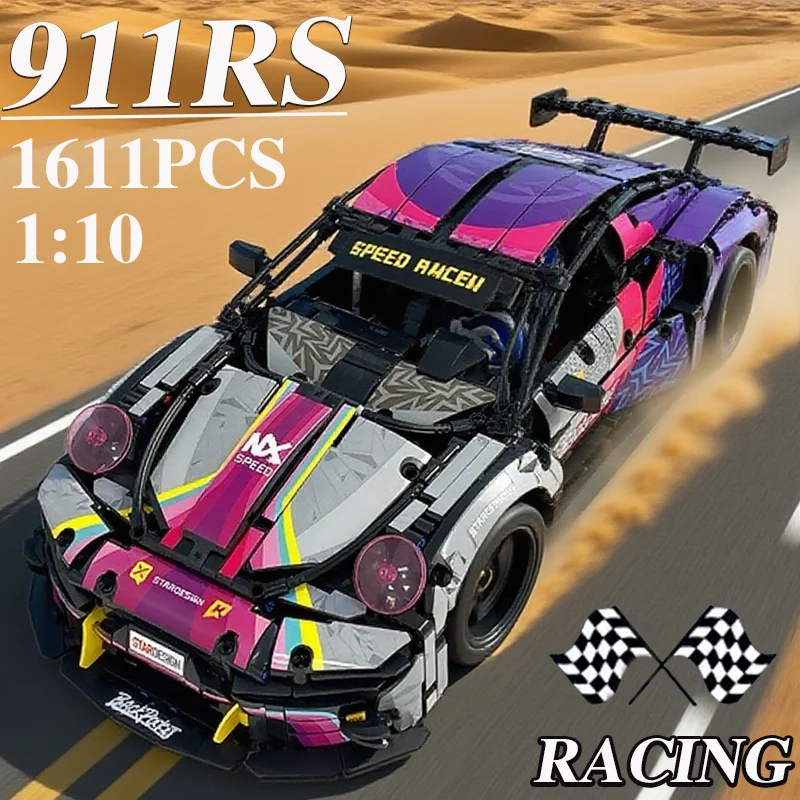 

Новый 1611 шт., спортивный автомобиль, строительные блоки, игрушка 911RS 1:10, MOC, строительный набор, высокопроизводительный гоночный автомобиль, игрушка для детей и взрослых, Рождественский подарок