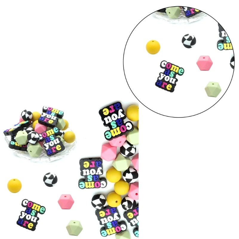 Silicone Octagonal/Round Beads for Keychain Bracelet Making for Girls Craft W3JF