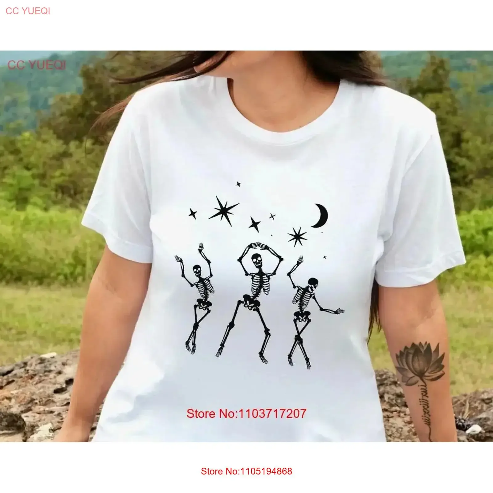 

Футболка «Танцующие скелеты» на Хэллоуин, ретро-ужасы для женщин, жуткие вечерние кости, винтажная стираная мягкая модная уличная одежда, повседневная одежда