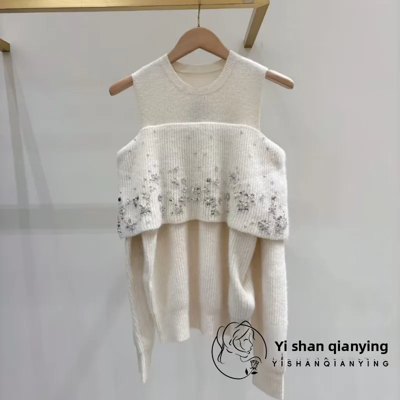 

Модный круглый вязаный топ с колючками Ne oulder, женский искусственный двухсекционный роскошный роскошный топ M Home, осень 2021, новое поступление