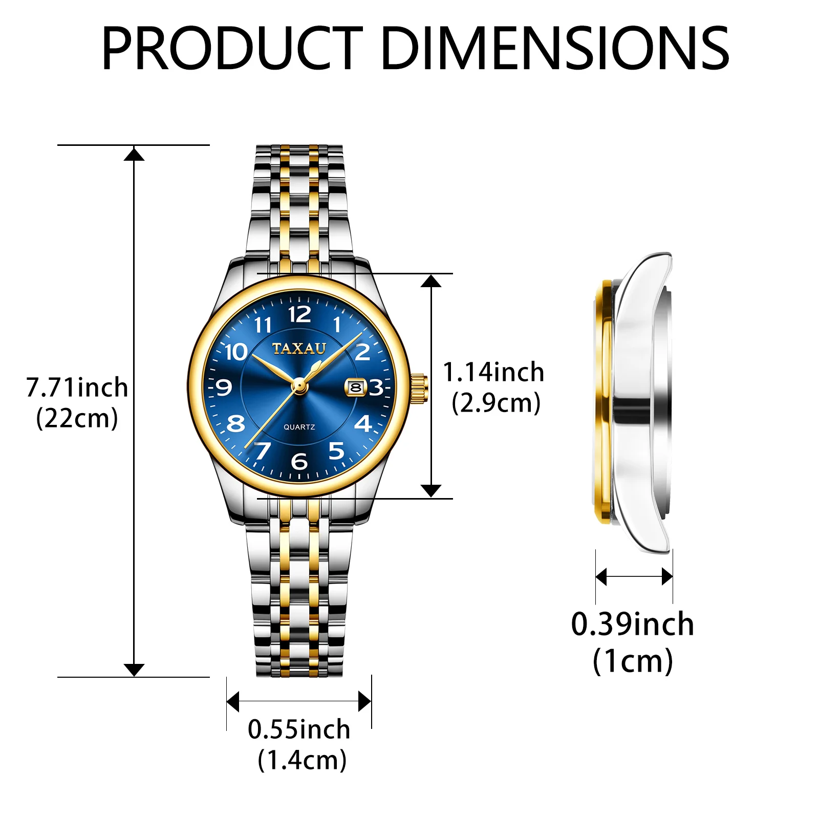 TAXAU Waterproof Elegant Original Stainless Steel Quartz Women Watch Calendar Luxury Fashion Business Trend Wrist Women's Watch