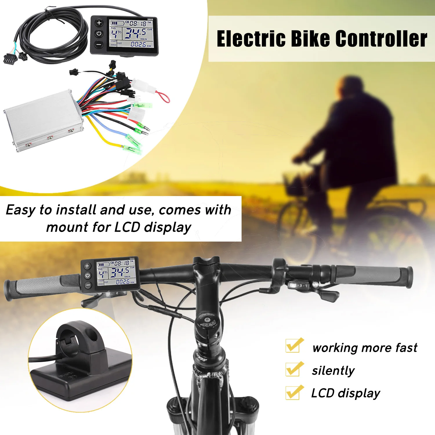 

Brushless Motor Controller Electric Bicycles Motor Controller Waterproof LCD Display Panel kit for Electric Scooter 36V/48V 350W