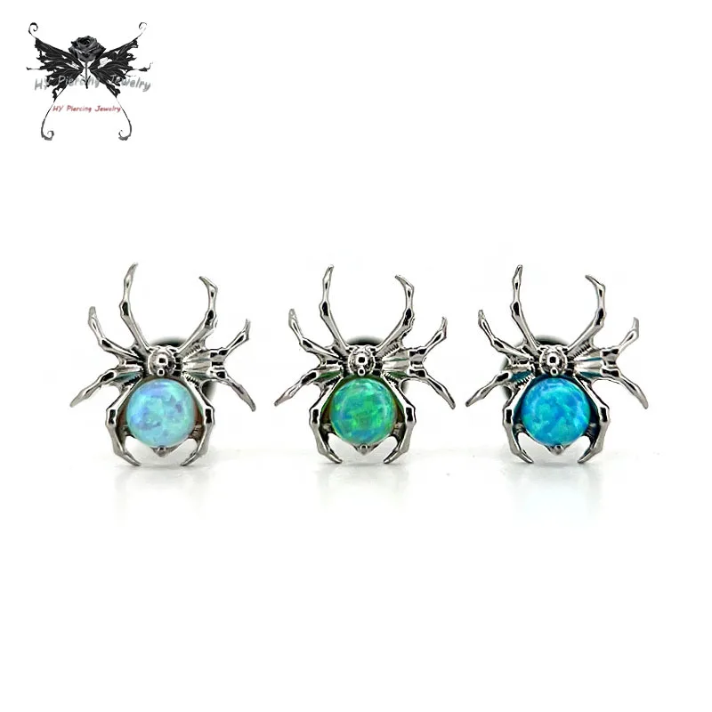 

【Halloween deals】F136 Threaded Titanium Alloy Opal Spider Studs - Halloween Fun Piercing Accessories