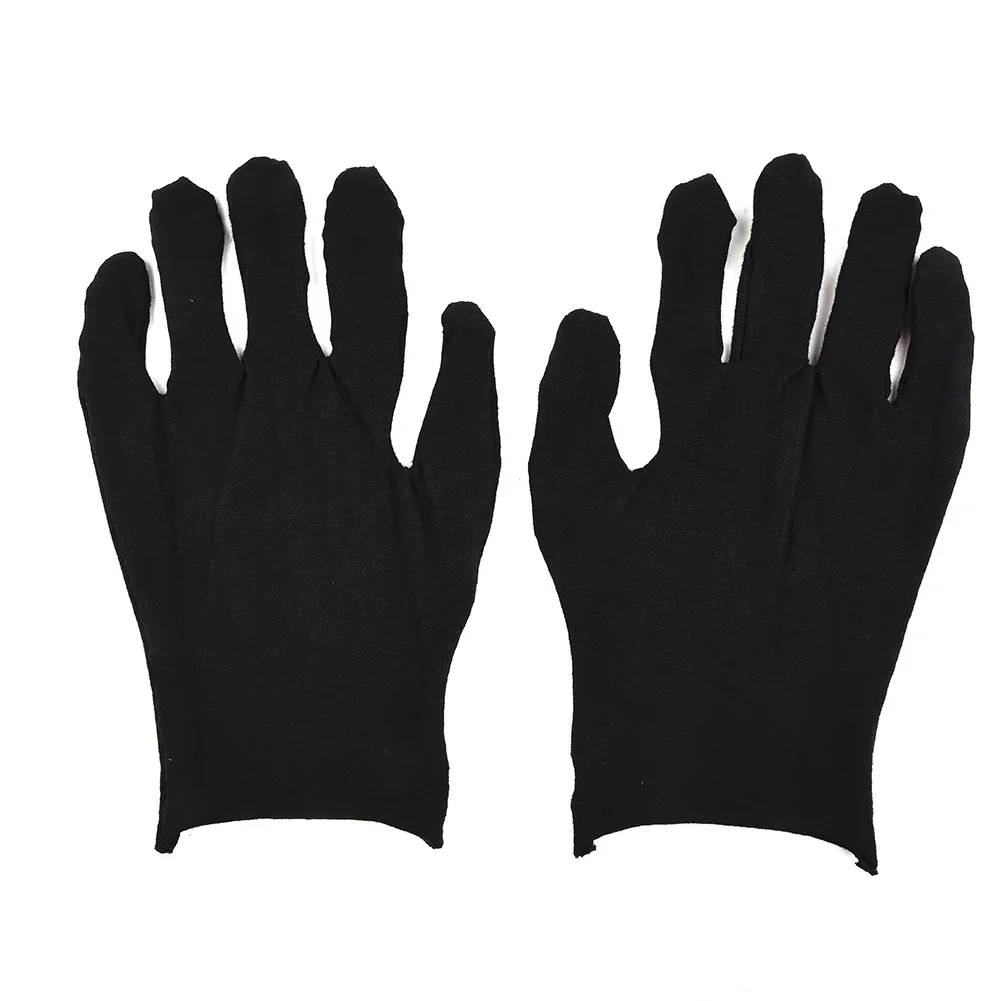 12Pairs Black Cotton Gloves Soft Large Sensitive Cleaning Dry Moisturizing Hand Protection Household Protective Gloves Kitchens