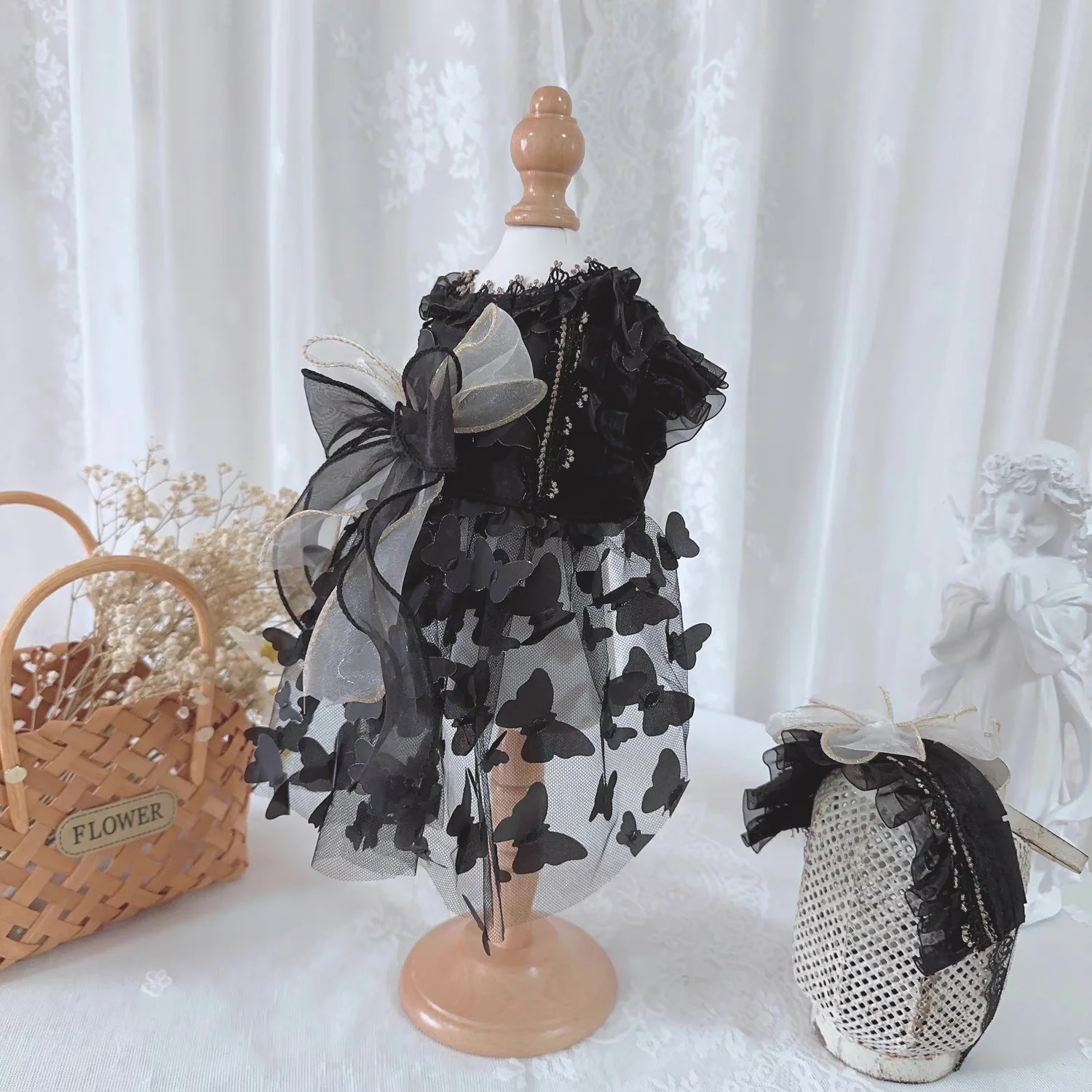 Fashion Black butterfly pet dog dress Princess Dress for small medium-sized dog Chihuahua puppy dress Black butterfly