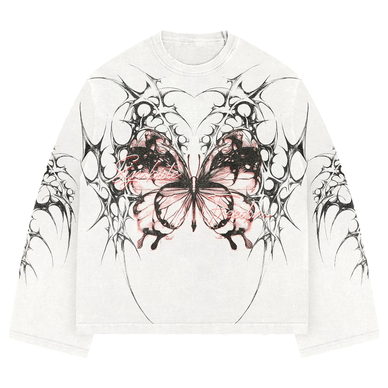 Lonely Spiritual Gothic Dark Crimson Cross Print Long Sleeve T Shirt Unisex Streetwear Vampire Style Oversized Cotton Tee
