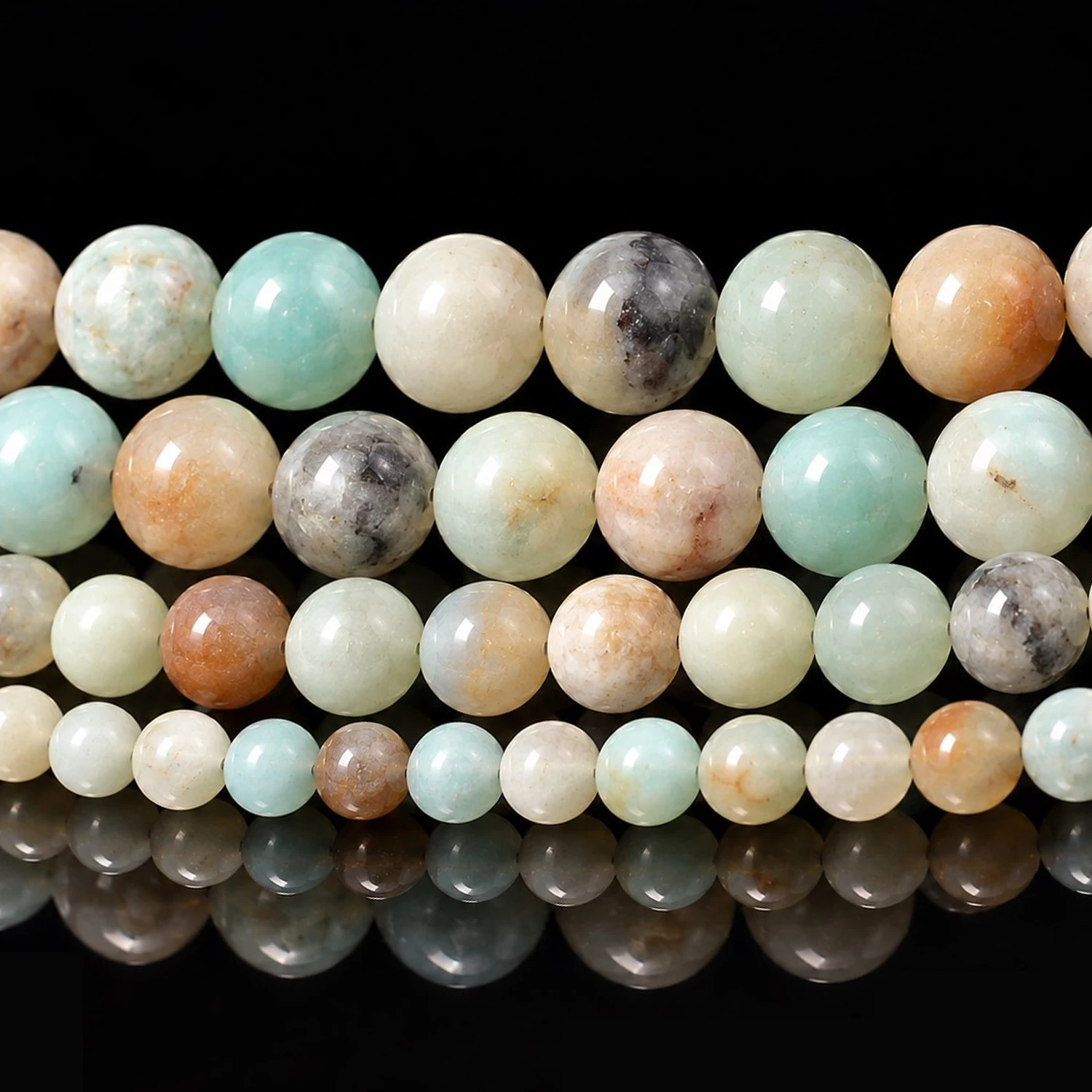 Natural Colorful Amazonite Stone Beads 4-12mm Round Loose Spacer Beads for Jewelry Making Diy Bracelet Accessories Wholesale