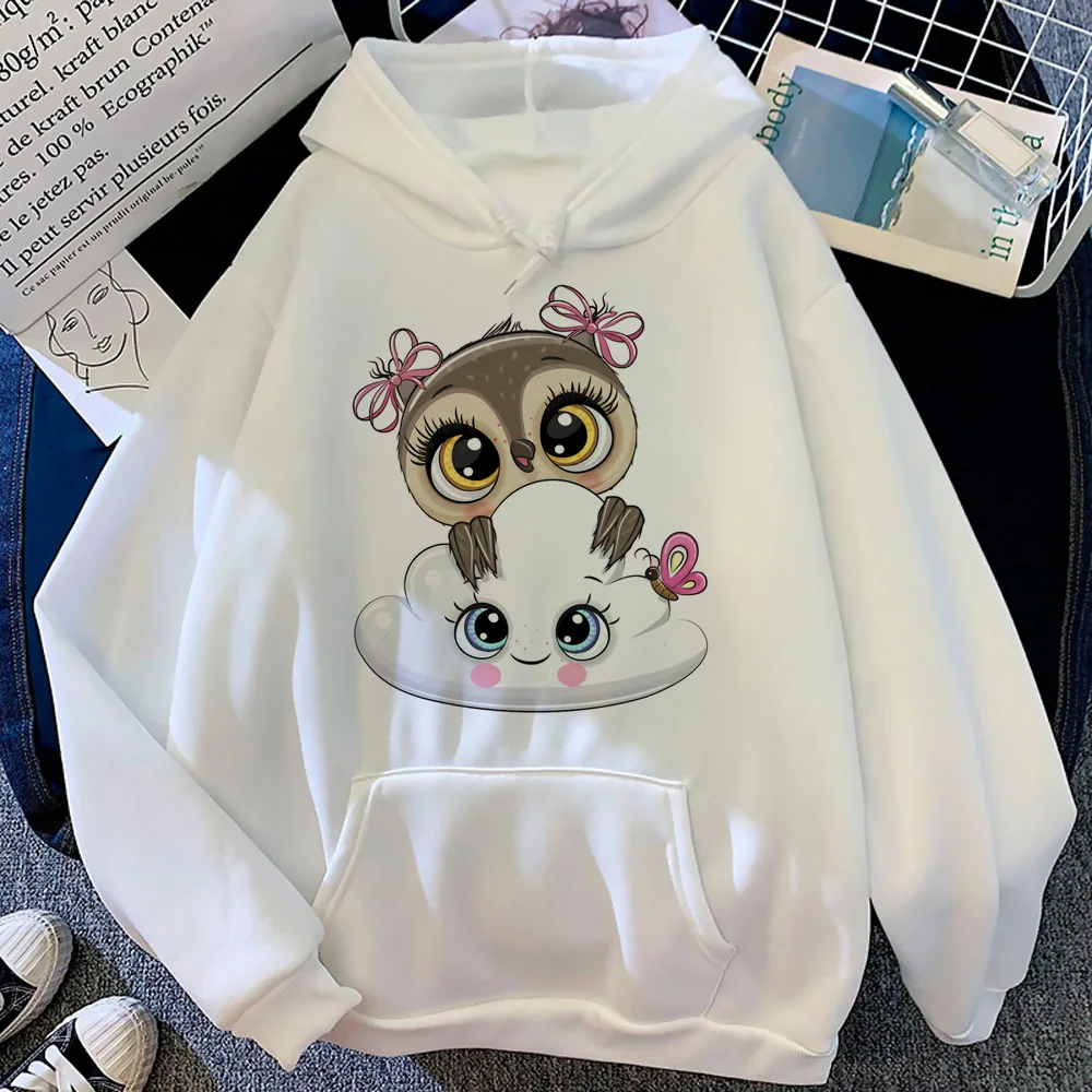 Owl hoodie youthful elegant soft fabric harajuku athleisure kawaii girl tracksuits manga comfortable youthful designer